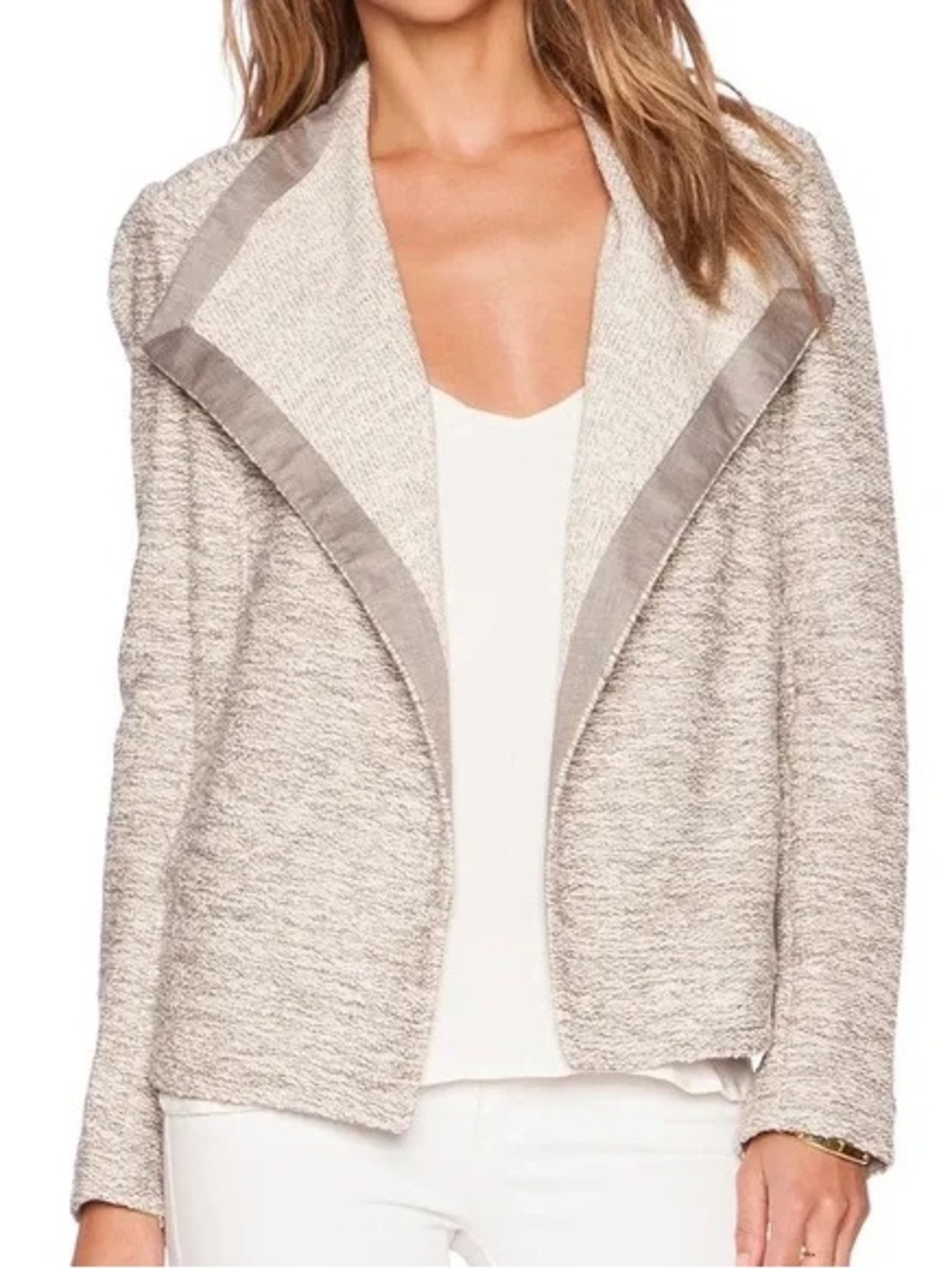 Vince Drape Front Jacket Minimalist Open Front Lightweight Quiet Luxury Size M